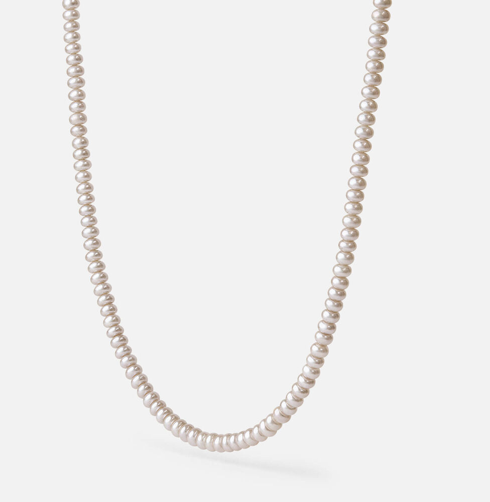 Sterling Silver Oval Freshwater Pearl Strand Necklet