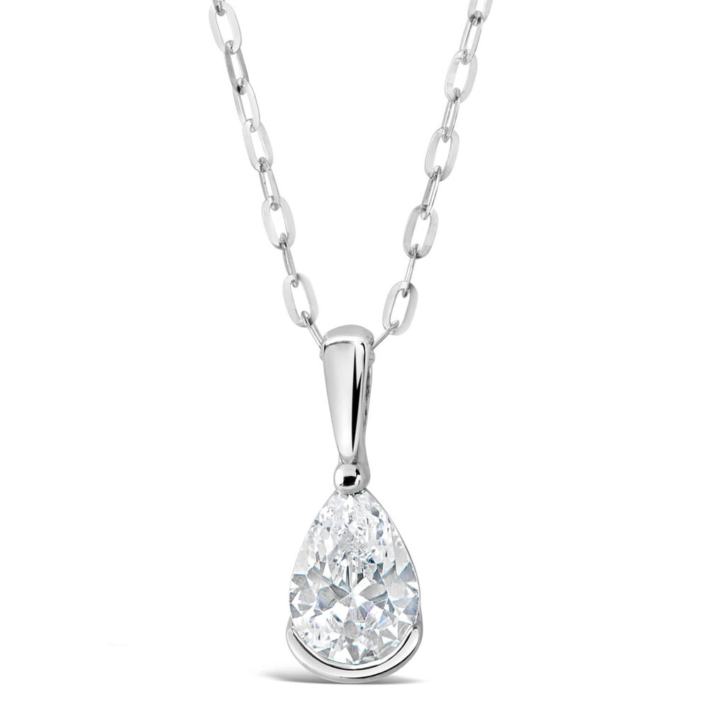 9ct White Gold Cubic Zirconia Pendant (Chain Included) image number 0