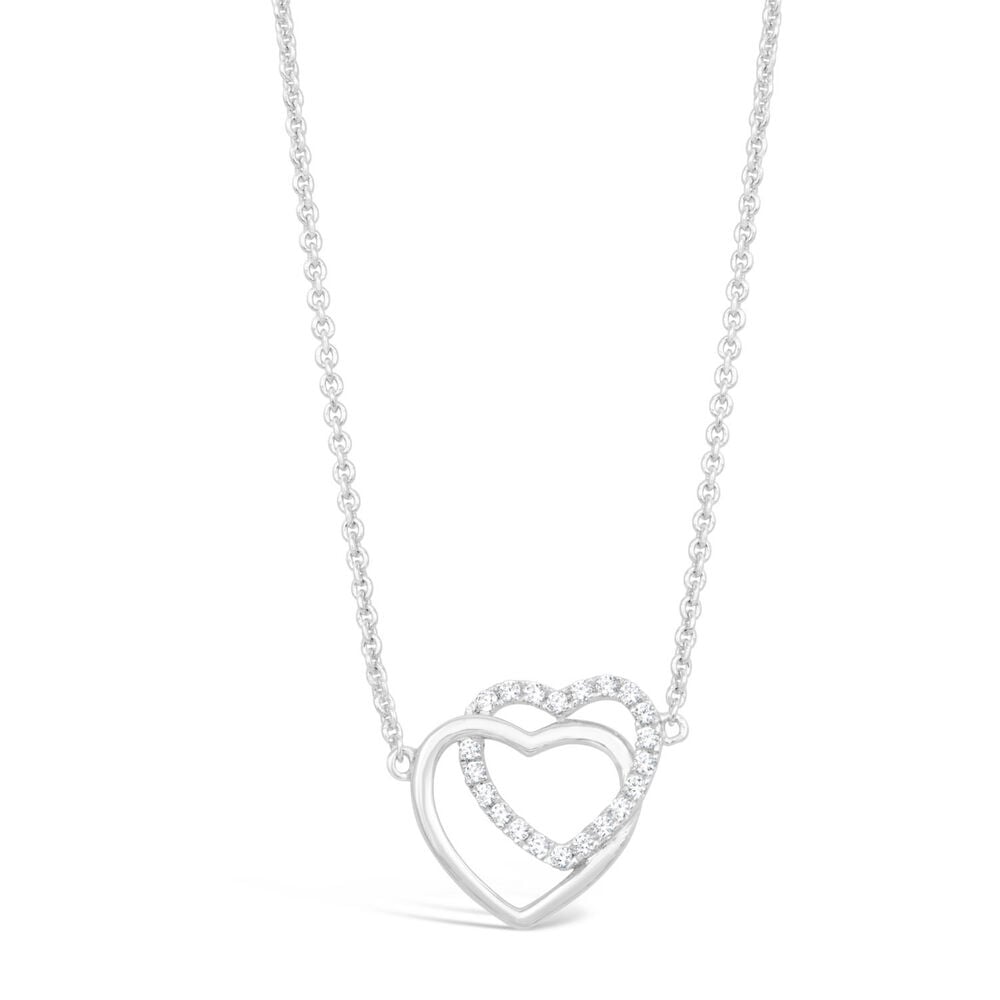 Ladies Sterling Silver Interlocking Heart Necklace image number 0