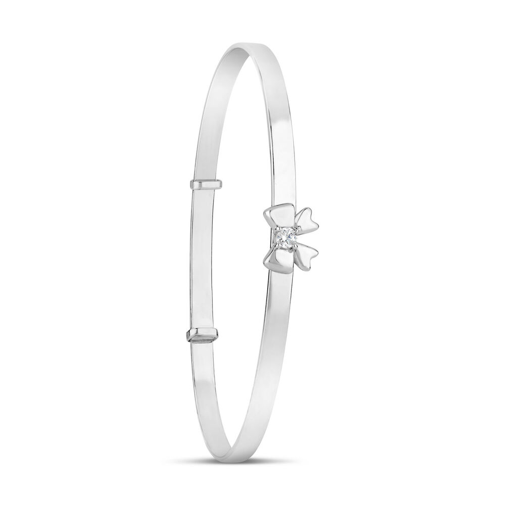 Little Treasure Sterling Silver Cubic Zirconia Bow Bangle image number 2