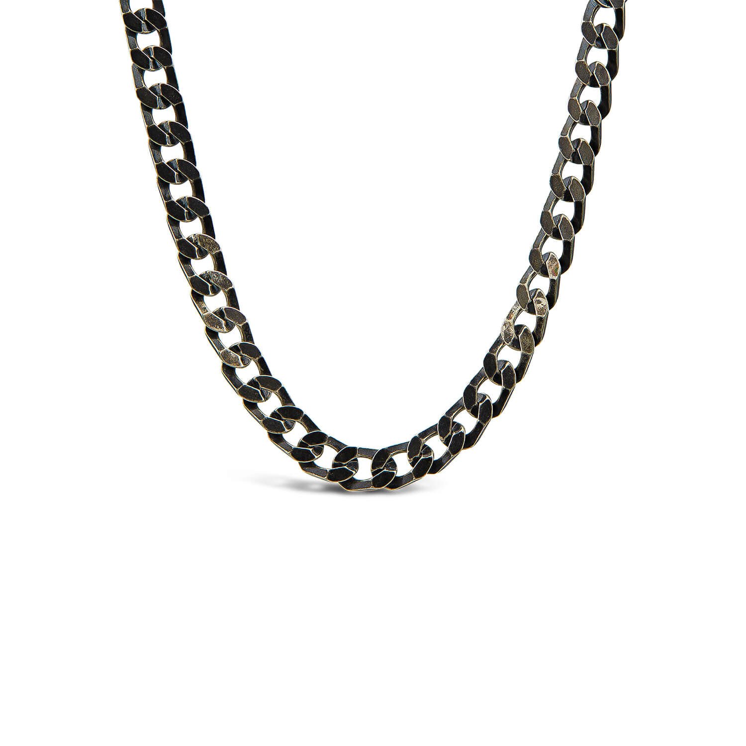 Sterling Silver Ruthenium Plated Curbed Necklet