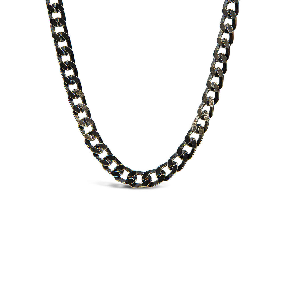 Sterling Silver Ruthenium Plated Curbed Necklet image number 0