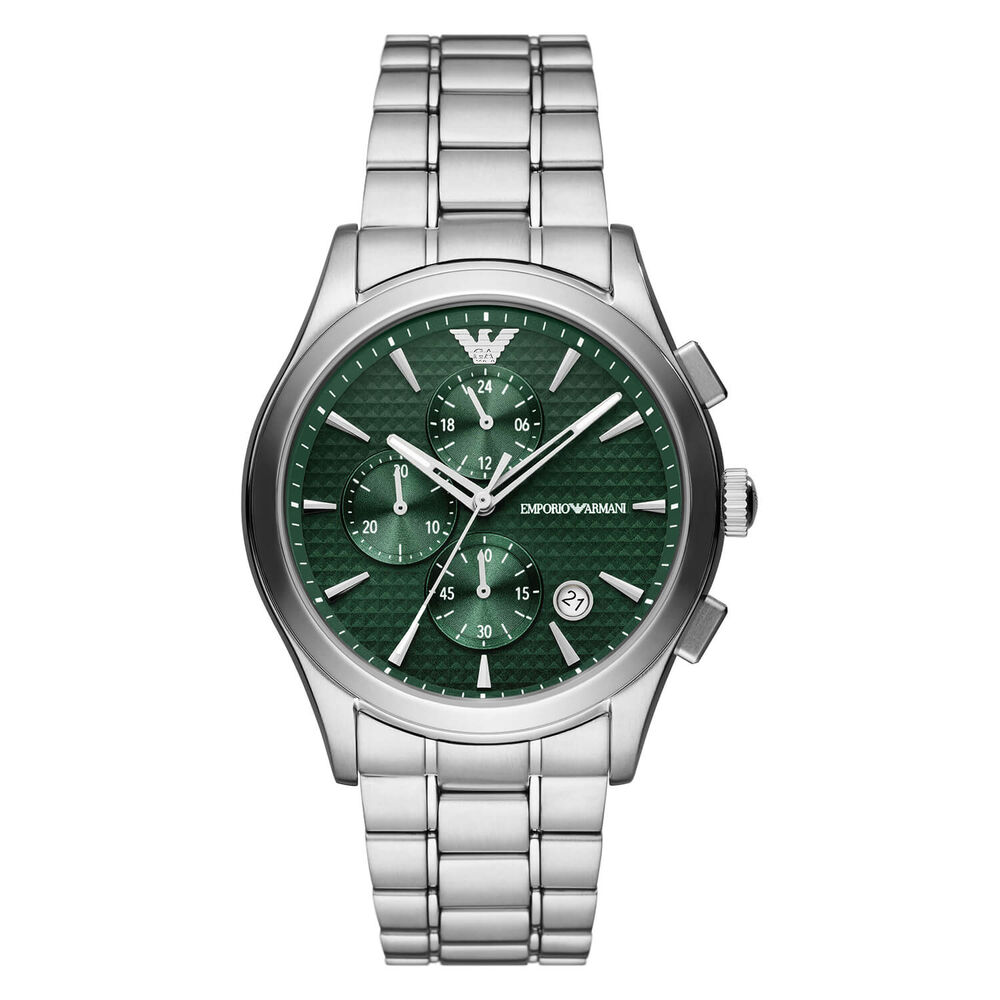 Emporio Armani Paolo 42mm Green Chronograph Dial Bracelet Watch image number 0