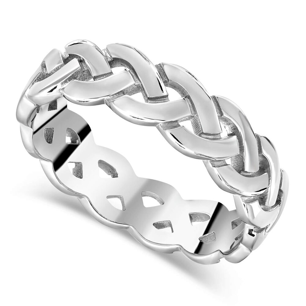 Sterling Silver Polished Woven Celtic Knot Men's Ring