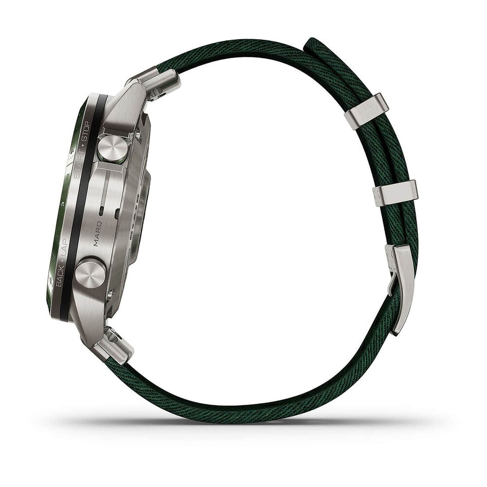 Garmin MARQ® Golfer (Gen 2) 46mm Titanium Case Green Ceramic Bezel Strap Watch image number 4