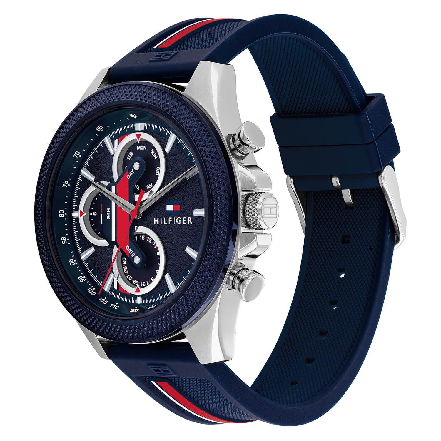 Tommy hilfiger men's blue shop silicone strap watch 46mm