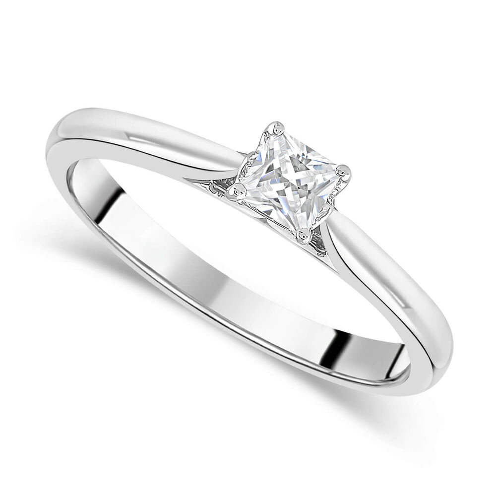 18ct White Gold 0.25ct Princess Diamond Orchid Setting Ring image number 0
