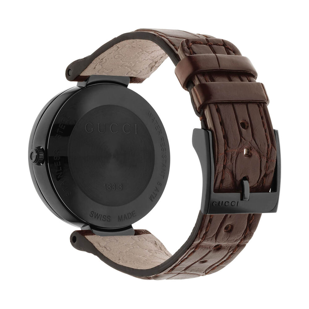 Pre-Owned Gucci Interlocking 37mm Brown Dial Leather Strap Watch