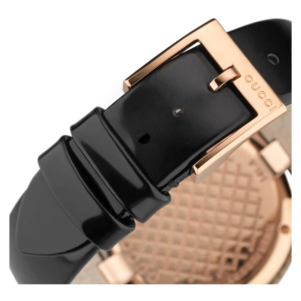 Gucci Diamantissima Ladies' Rose Gold-tone and Black Leather Strap Watch image number 4