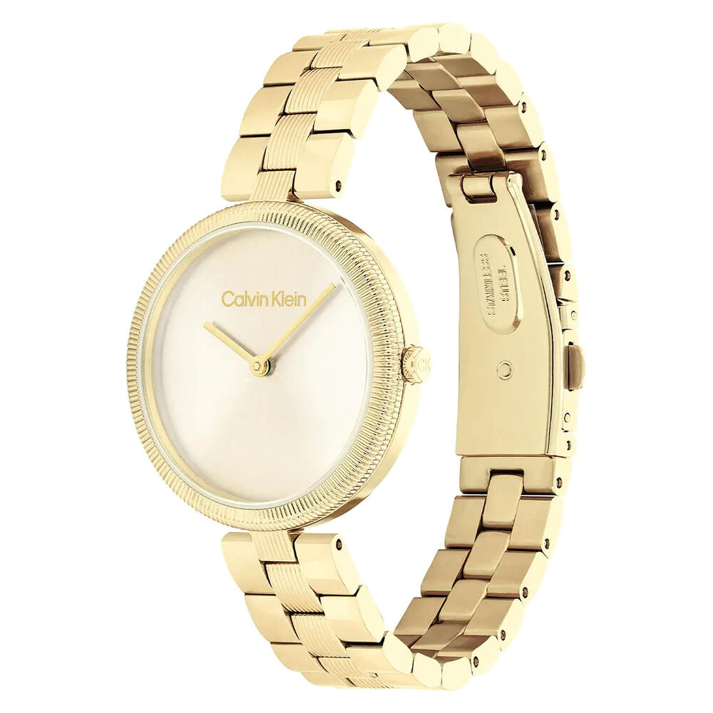 Calvin Klein 32mm Yellow Gold Dial Steel Bracelet Watch