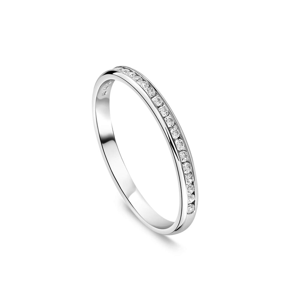 18ct White Gold 2mm 0.10ct Diamond Channel Set Wedding Ring image number 0