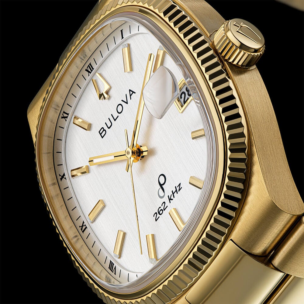 Bulova Super Seville 38mm Silver Dial Gold Tone Steel Bracelet Watch image number 5