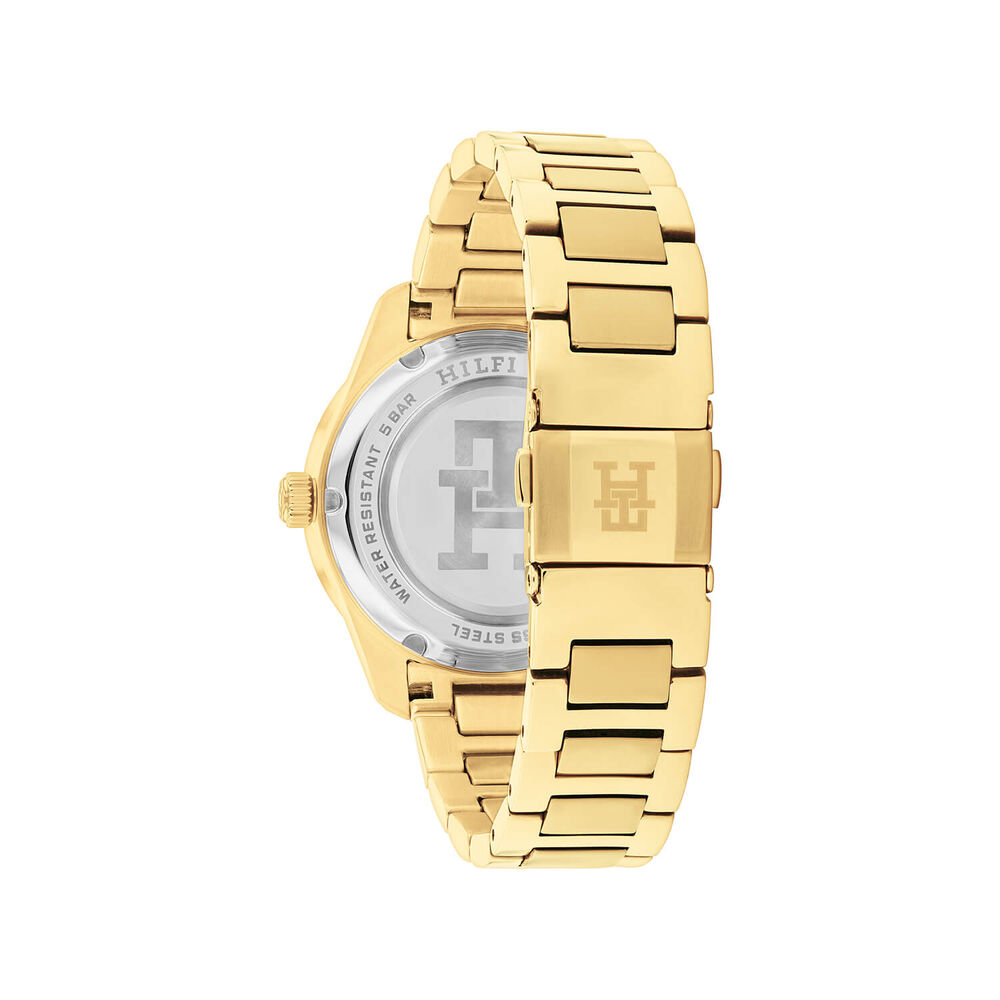 Tommy Hilfiger 36mm Silver Dial Crystal Set Bezel Gold Tone Steel Bracelet Watch image number 2