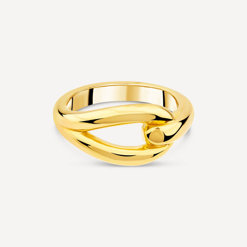 Yellow Gold Plated Sterling Silver Plain Stirrup Ring image number 2