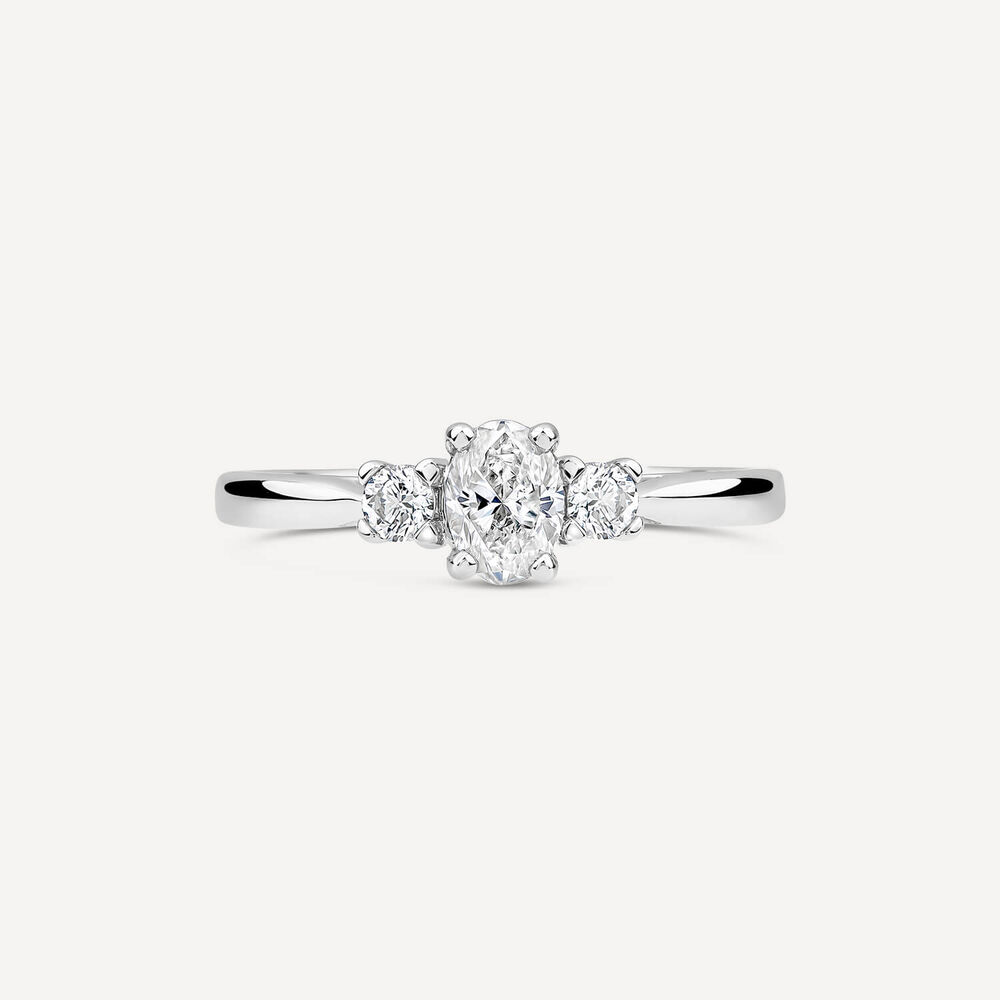 Northern Star 0.55ct Diamond Three Stones Oval Centre & Round Sides Platinum Ring