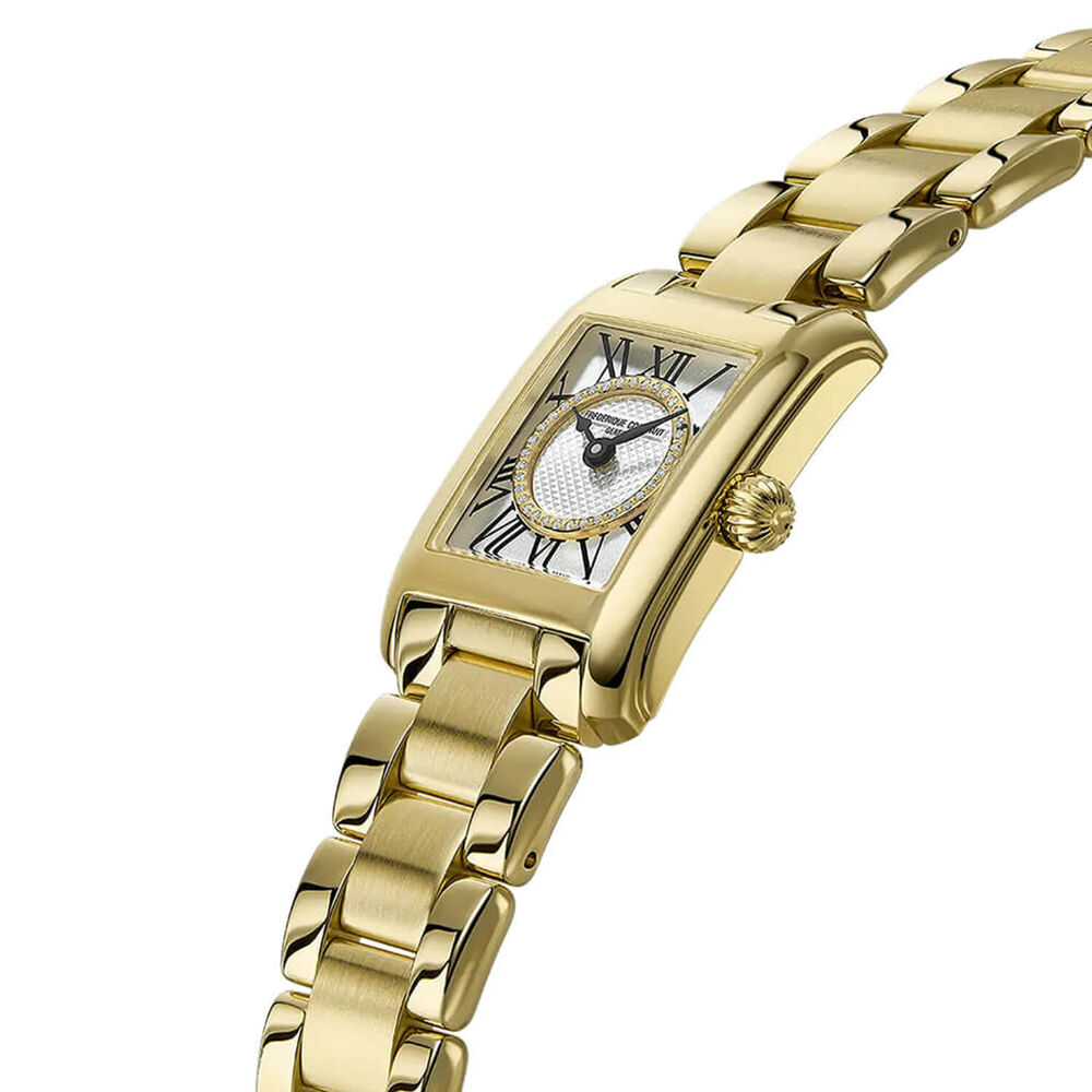 Frederique Constant Classics Caree 30x21mm Silver Dial Gold Tone Steel Bracelet Watch image number 1