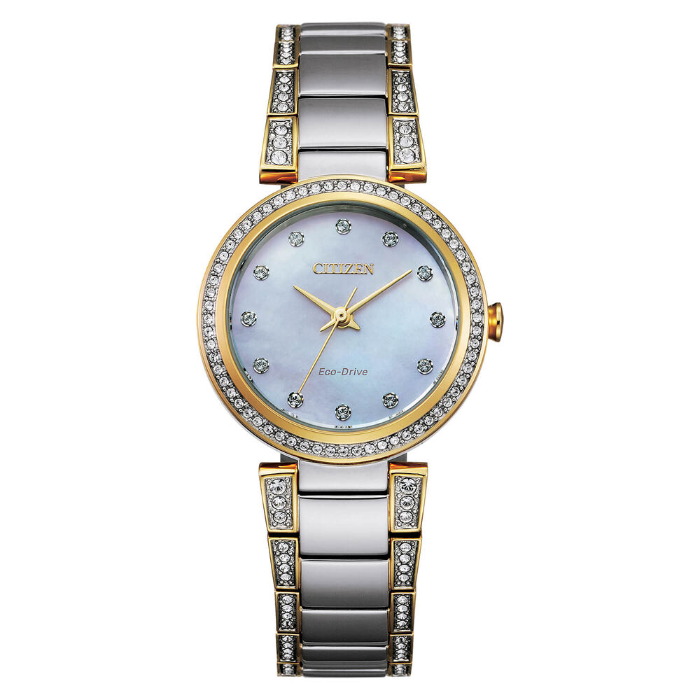 Citizen Eco Drive Two Tone Stainless Steel Mother Of Pearl Silhouette Set Dial & Bracelet Watch image number 0