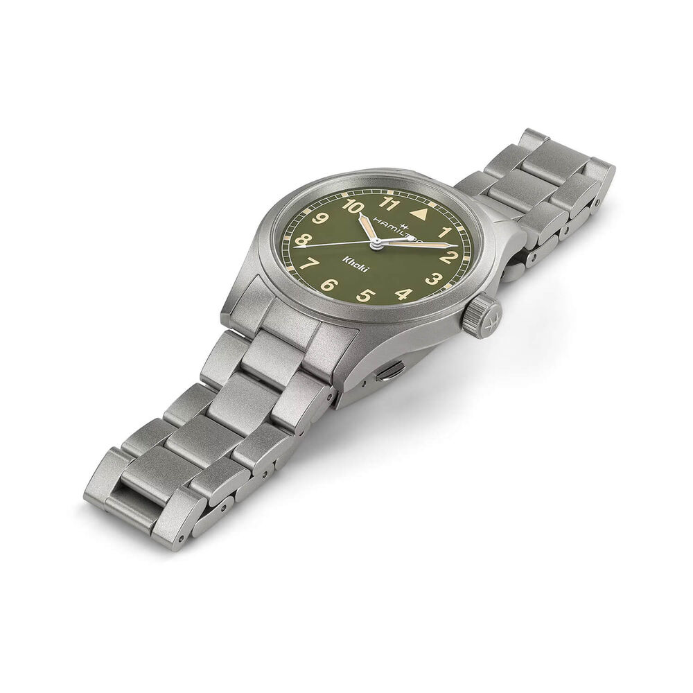 Hamilton Khaki Fields Quartz 38mm Green Dial Steel Bracelet Watch