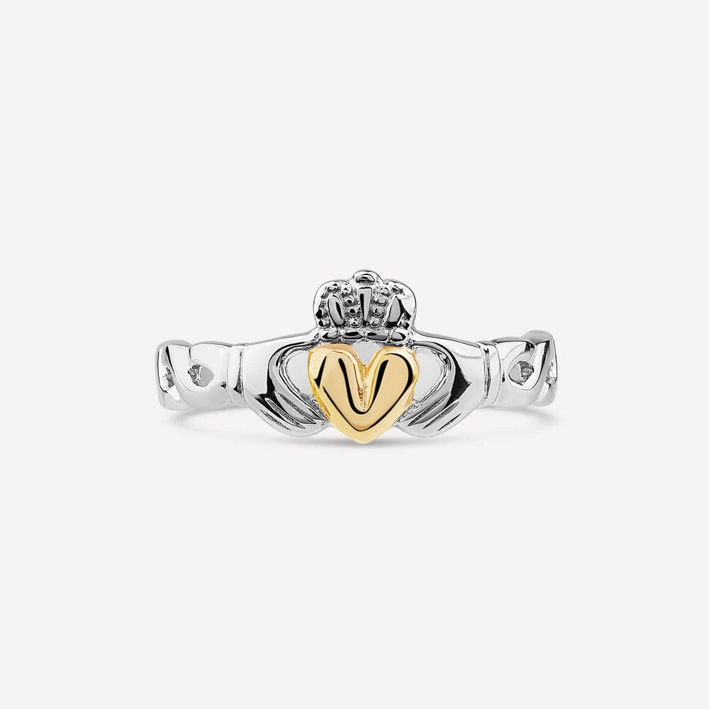 Sterling Silver Rose Gold Plated Heart Claddagh Ring image number 1