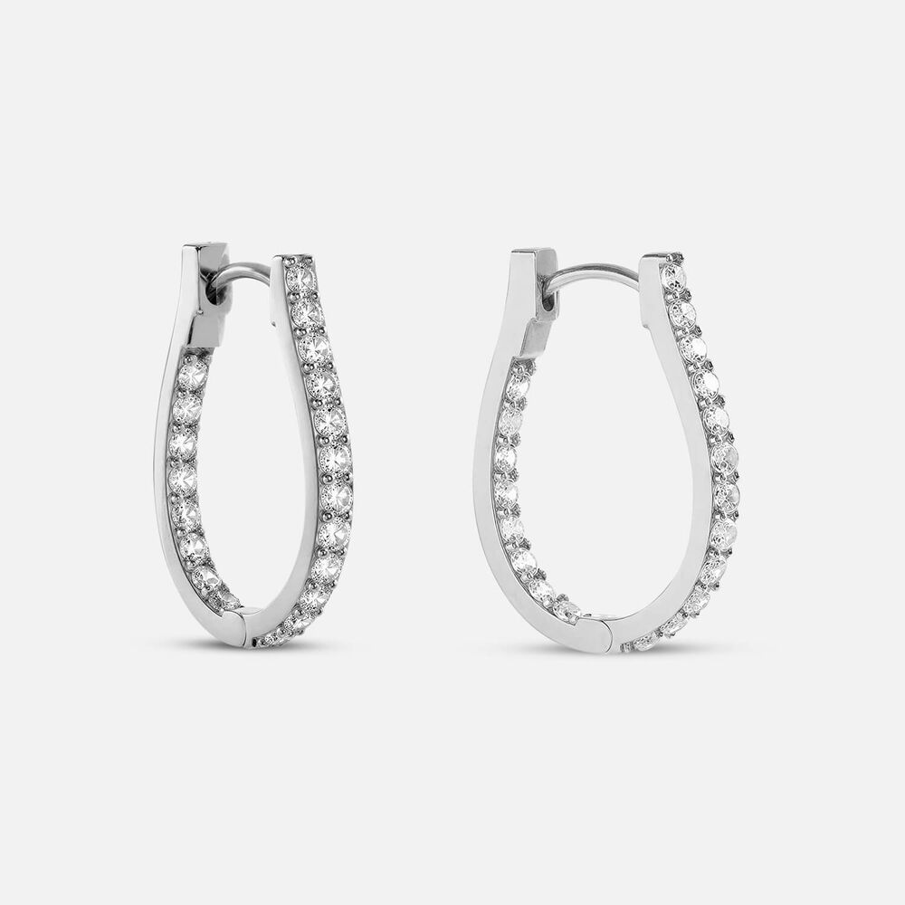 9ct  White Gold Cubic Zirconia Inside Out Hoop Earrings