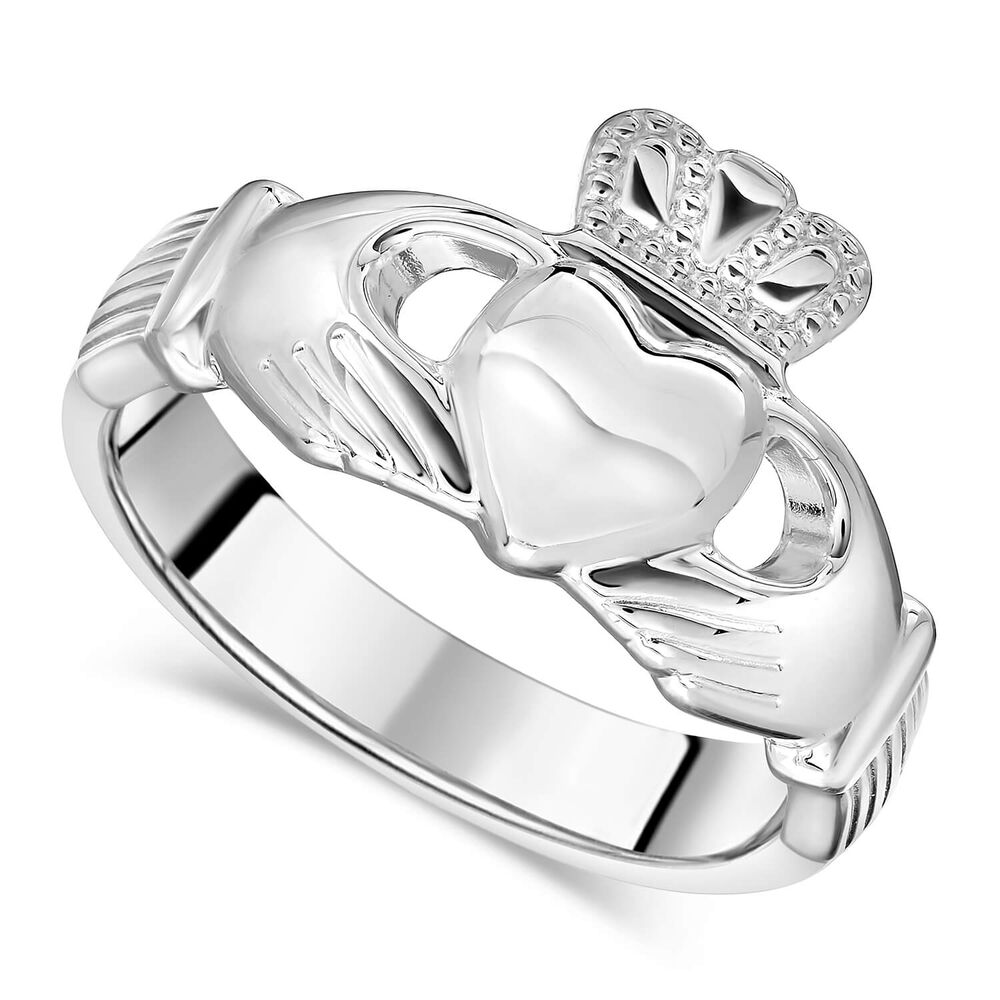 Sterling Silver Puffed Heart Ladies Extra Heavy Claddagh Ring