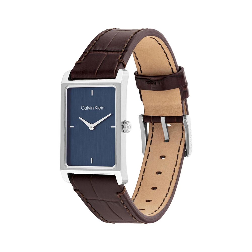 Calvin Klein Dapper 24mm Blue Dial Brown Leather Strap Watch image number 1