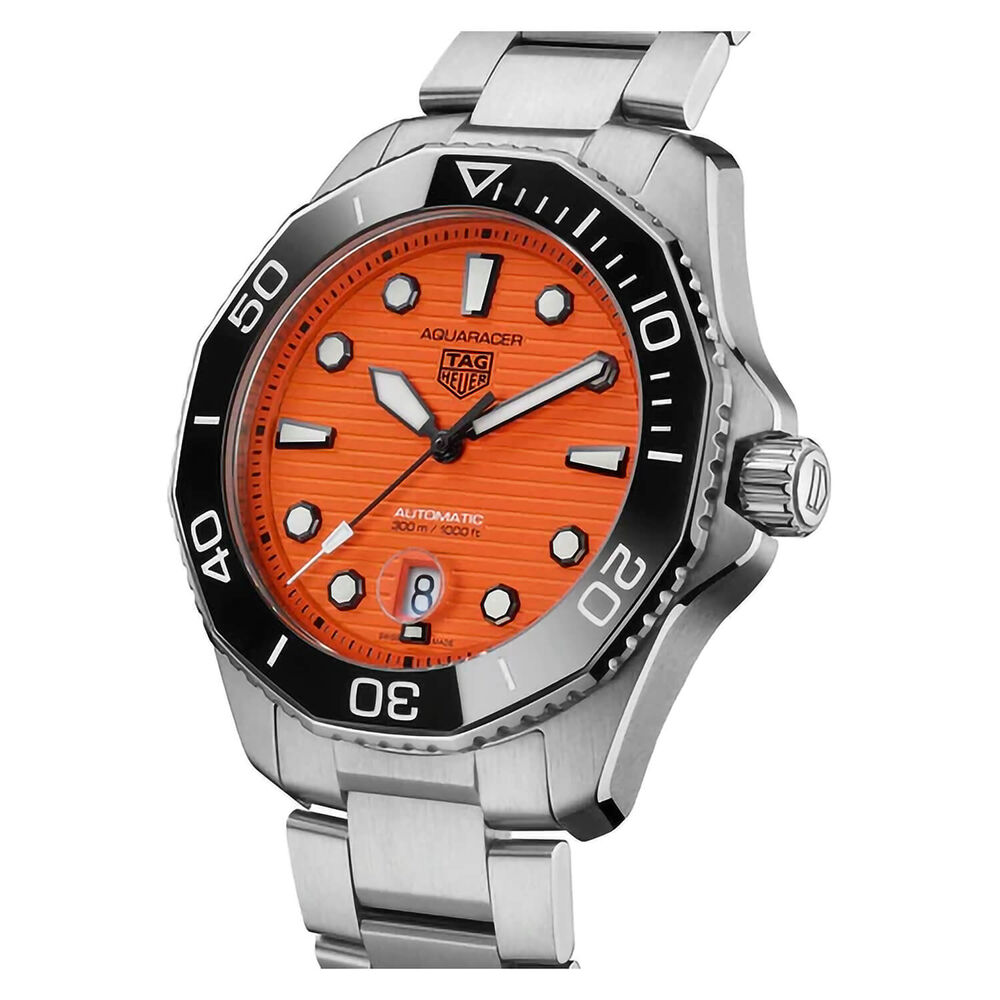 TAG Heuer Aquaracer 43mm Orange Dial Steel Bracelet Watch image number 1