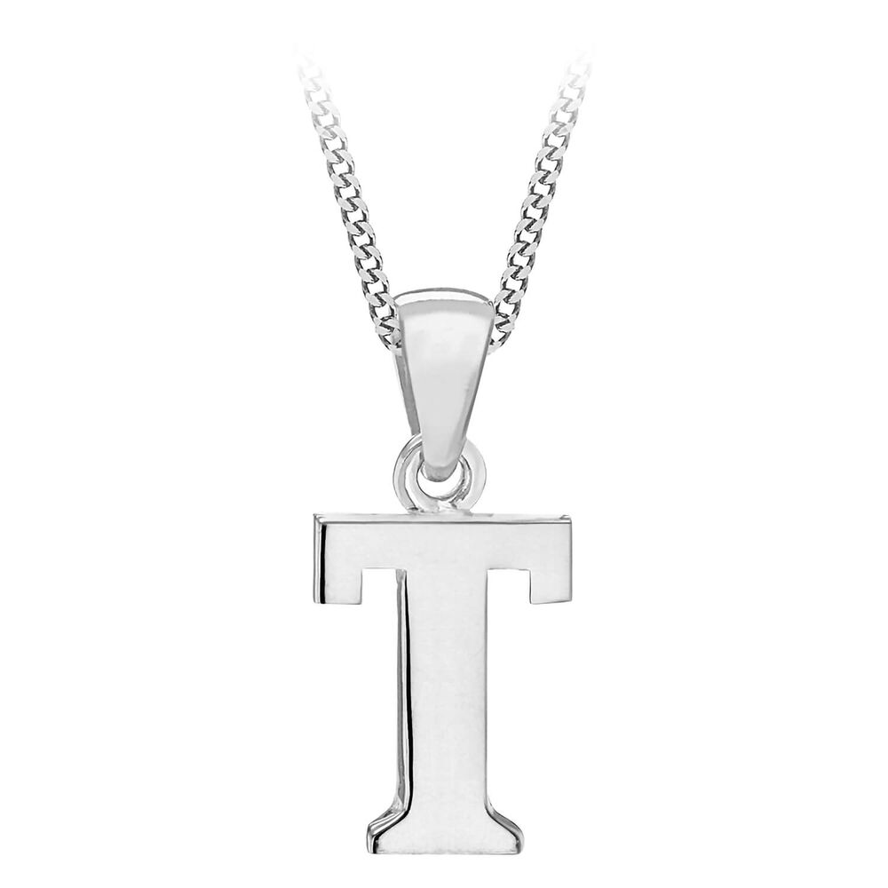 Sterling Silver Block Initial T Pendant (Special Order)