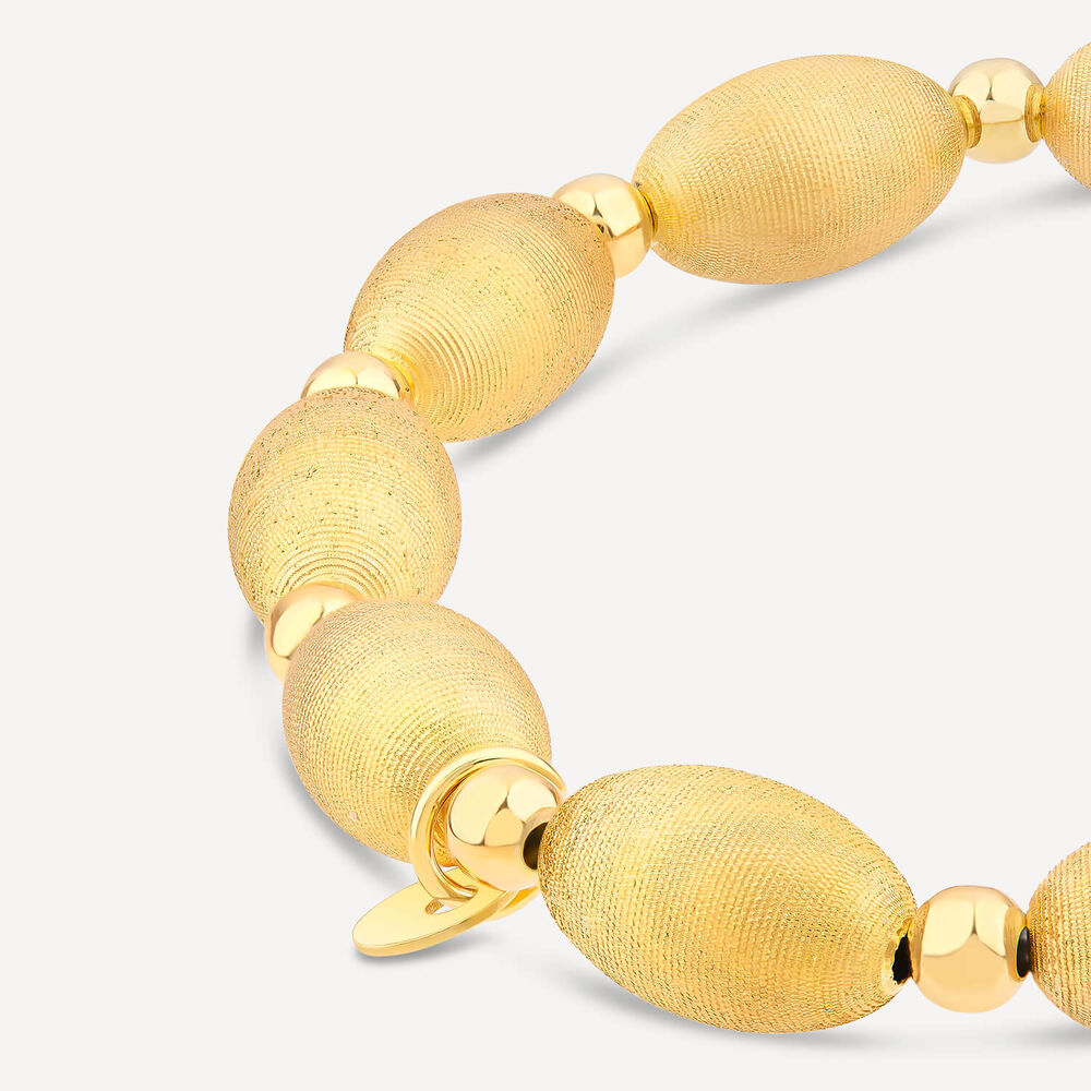 Yellow Gold Plated Sterling Silver Cubic Zirconia Oval & Round Beads Bracelet image number 2