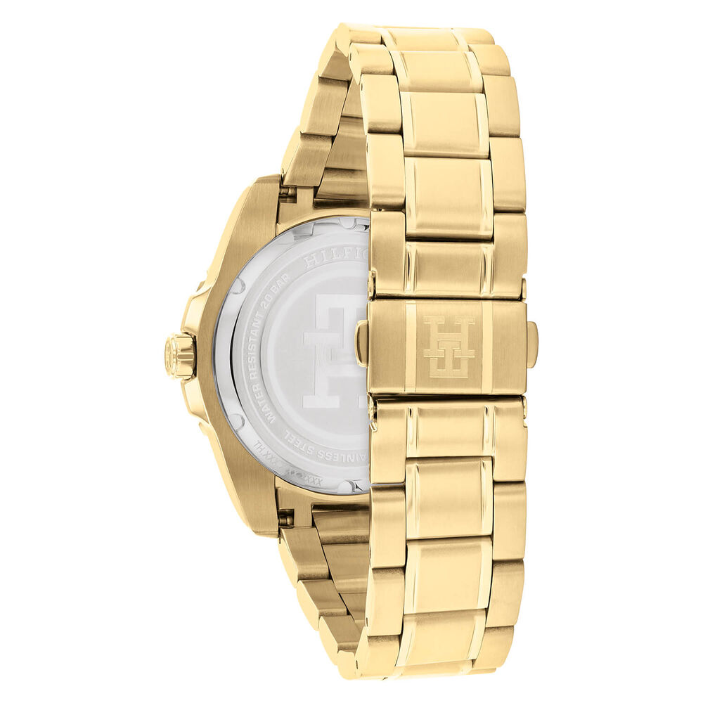 Tommy Hilfiger 41.5mm Black Dial & Bezel Yellow Gold Steel Bracelet Watch image number 2