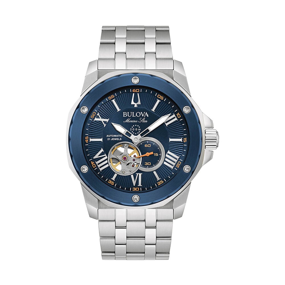 Bulova Marine Star Automatic 45mm Blue Dial Stainless Steel Bracelet Watch image number 0