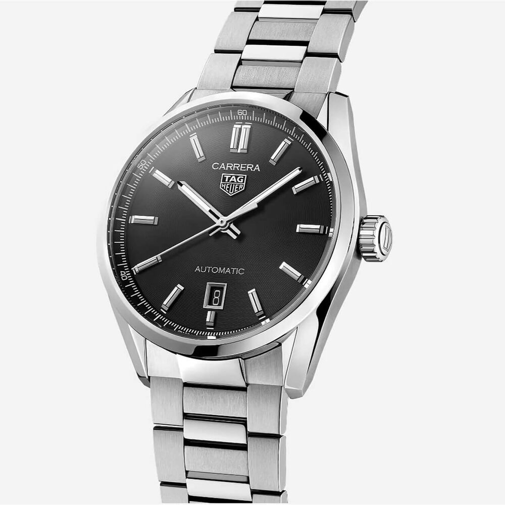 Pre-Owned TAG Heuer Carrera Date 39mm Black Dial Stainless Steel Bracelet Watch image number 1
