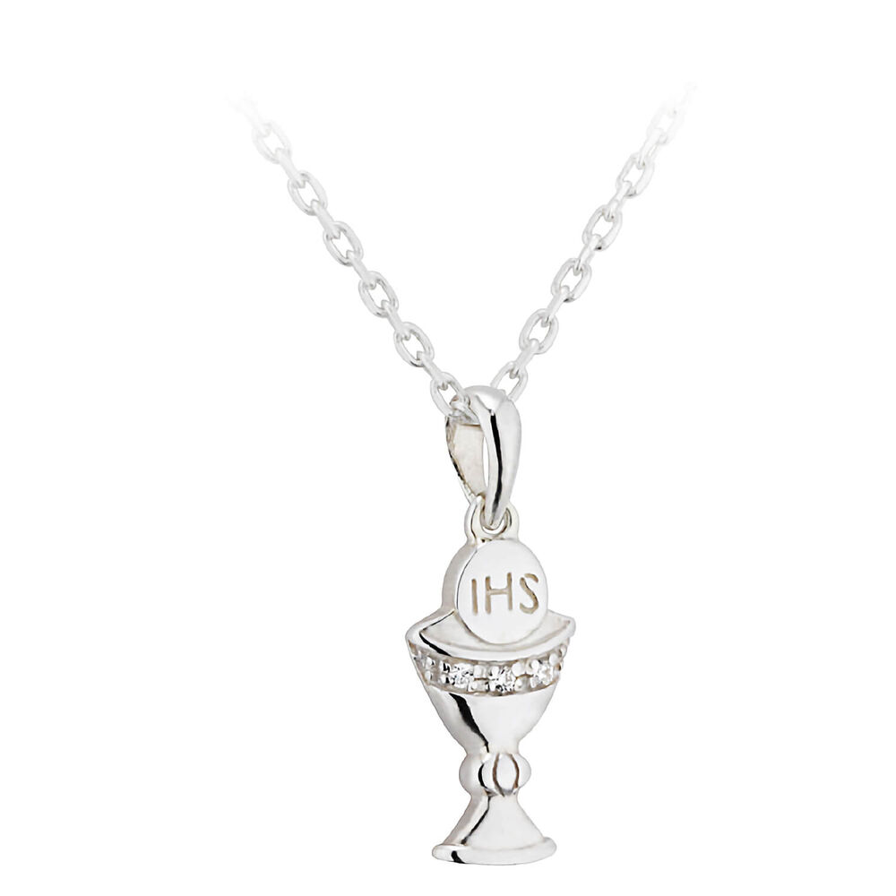 Sterling Silver Chalice Pendant (Chain Included) image number 0