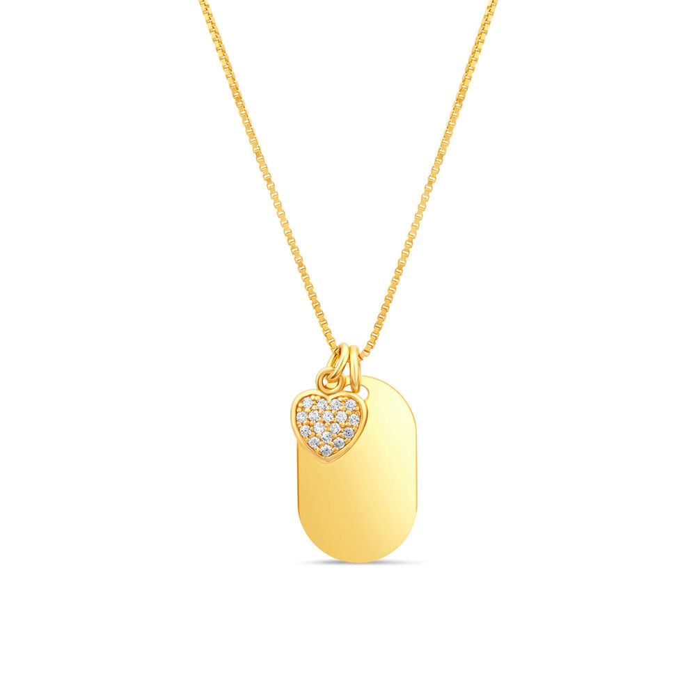 Sterling Silver & Yellow Gold Plated Oval Plain Disc with Infinity Heart Pendant