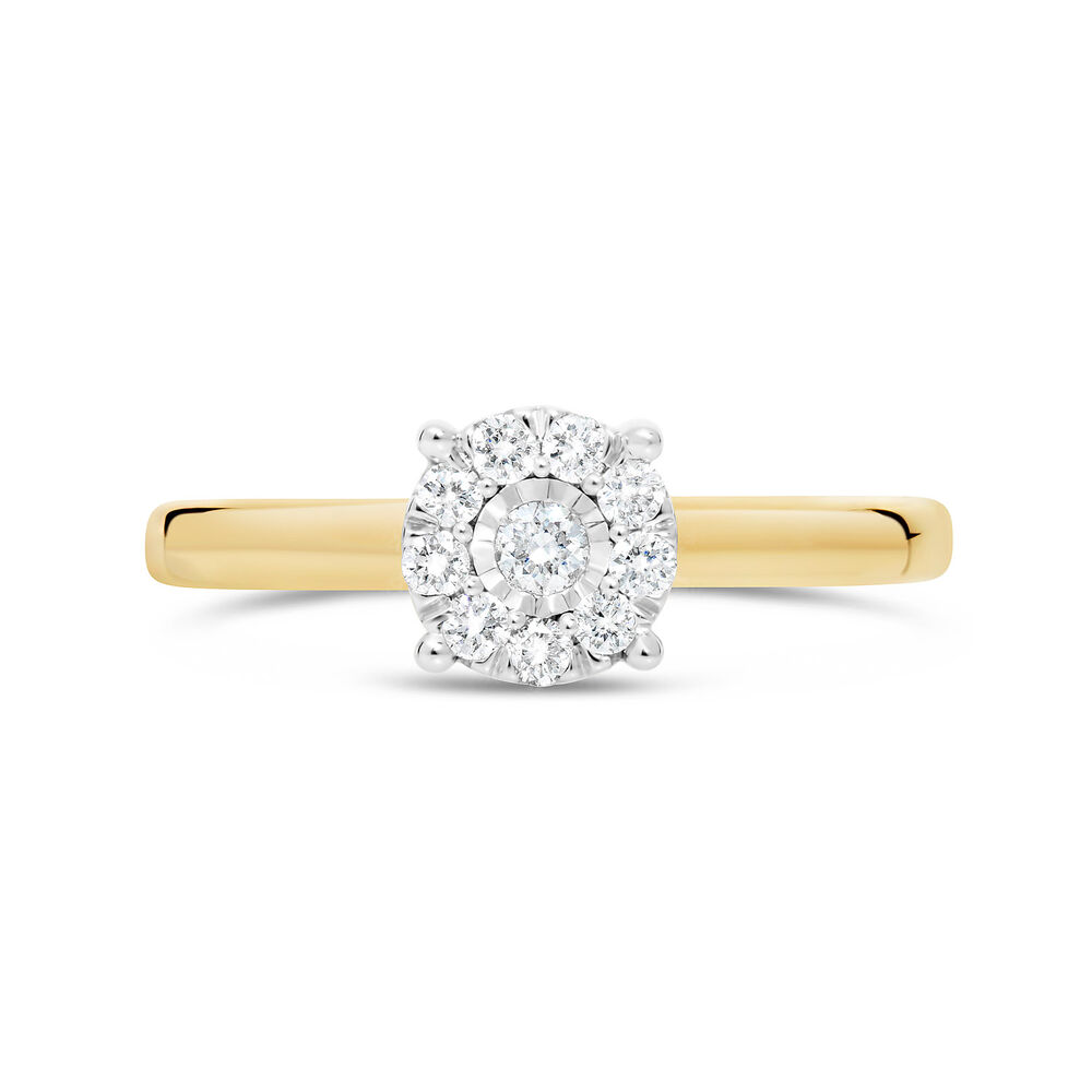 9ct Gold .22ct Round Cut Cluster Diamond Engagement Ring image number 1