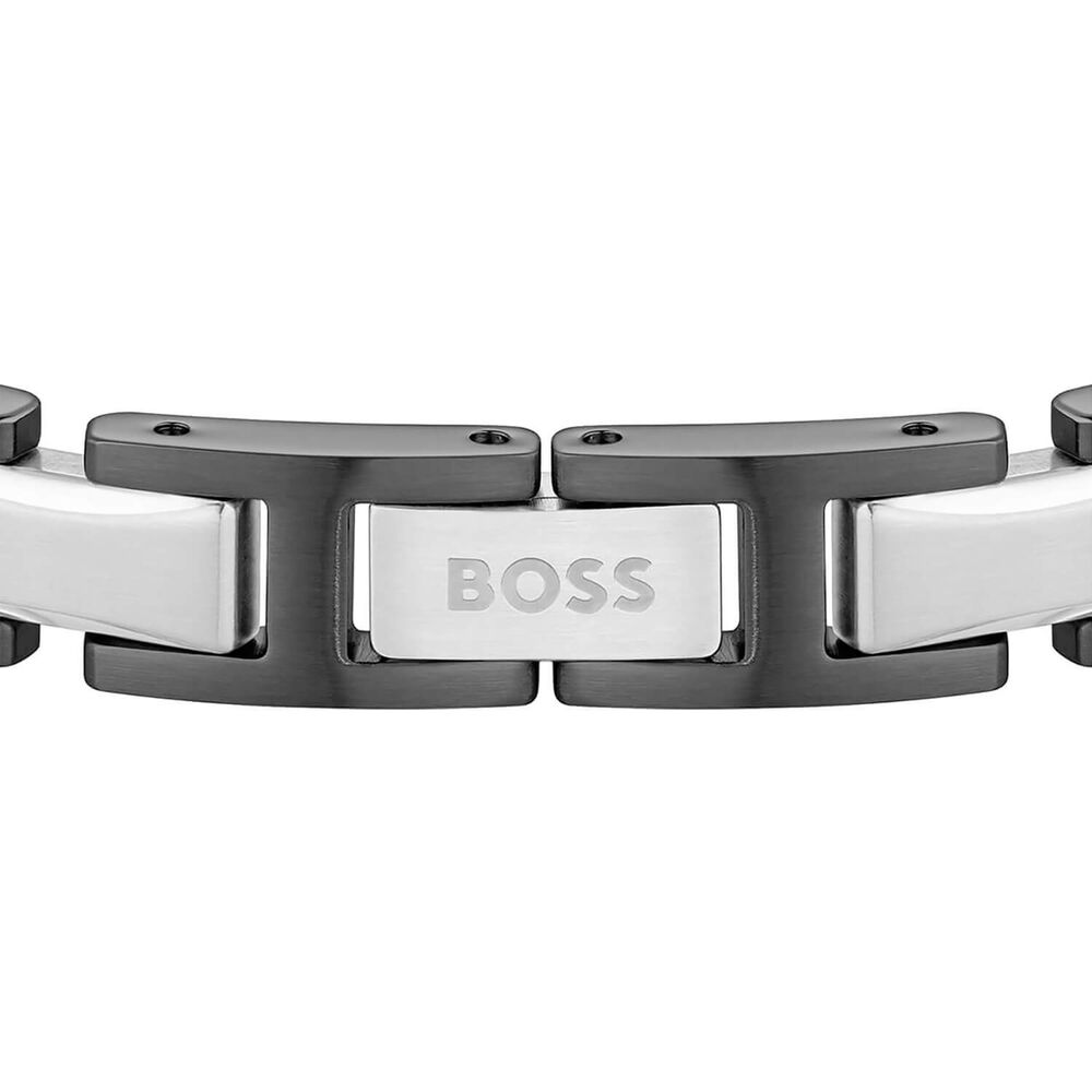 BOSS Nolan Two Tone Black Stainless Steel H-Link Bracelet