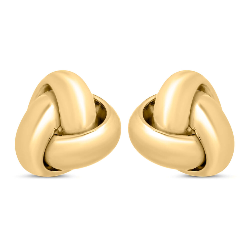 9ct Yellow Gold Three Strand Knot Stud Earrings image number 0