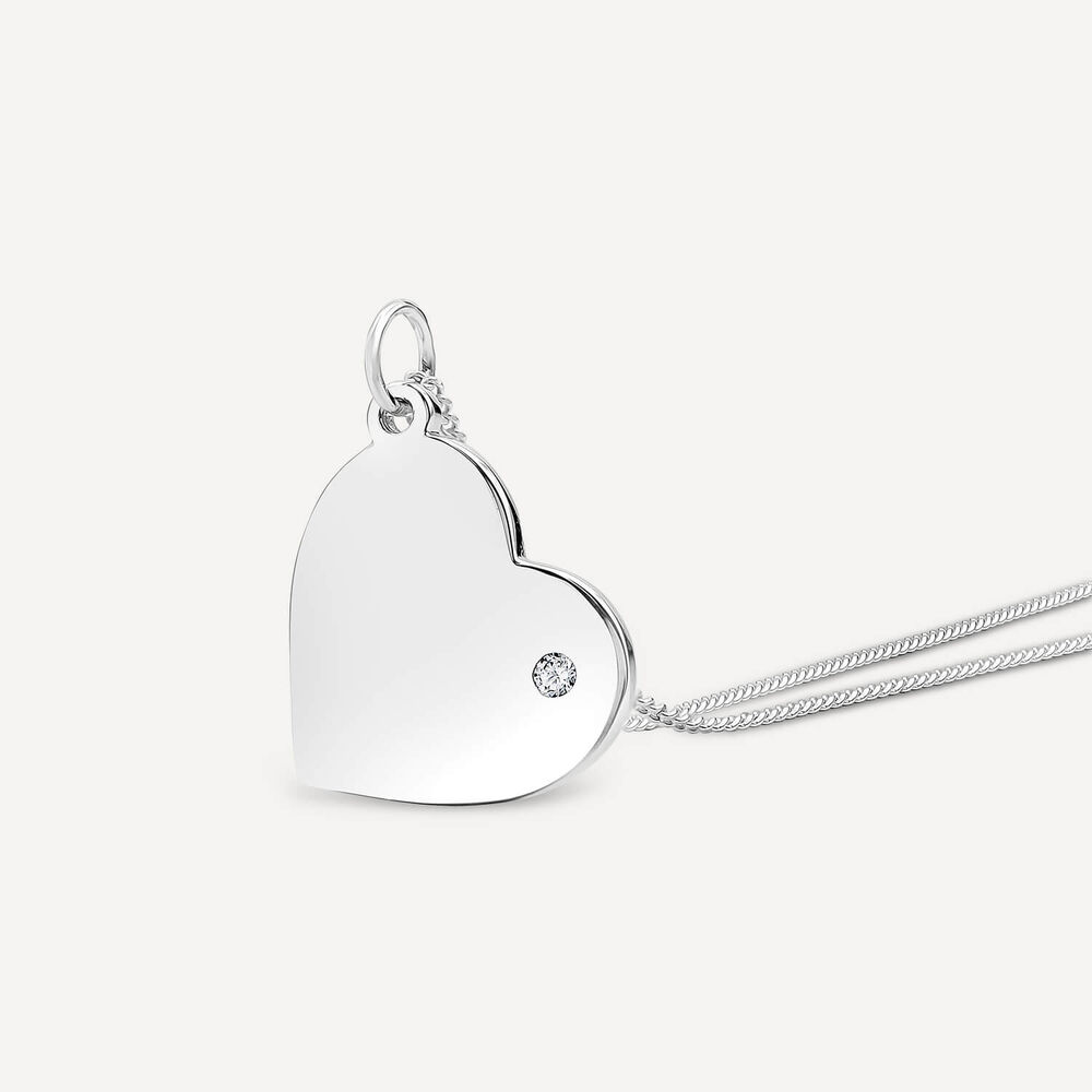 Sterling Silver Polished Heart Disc Pendant image number 2