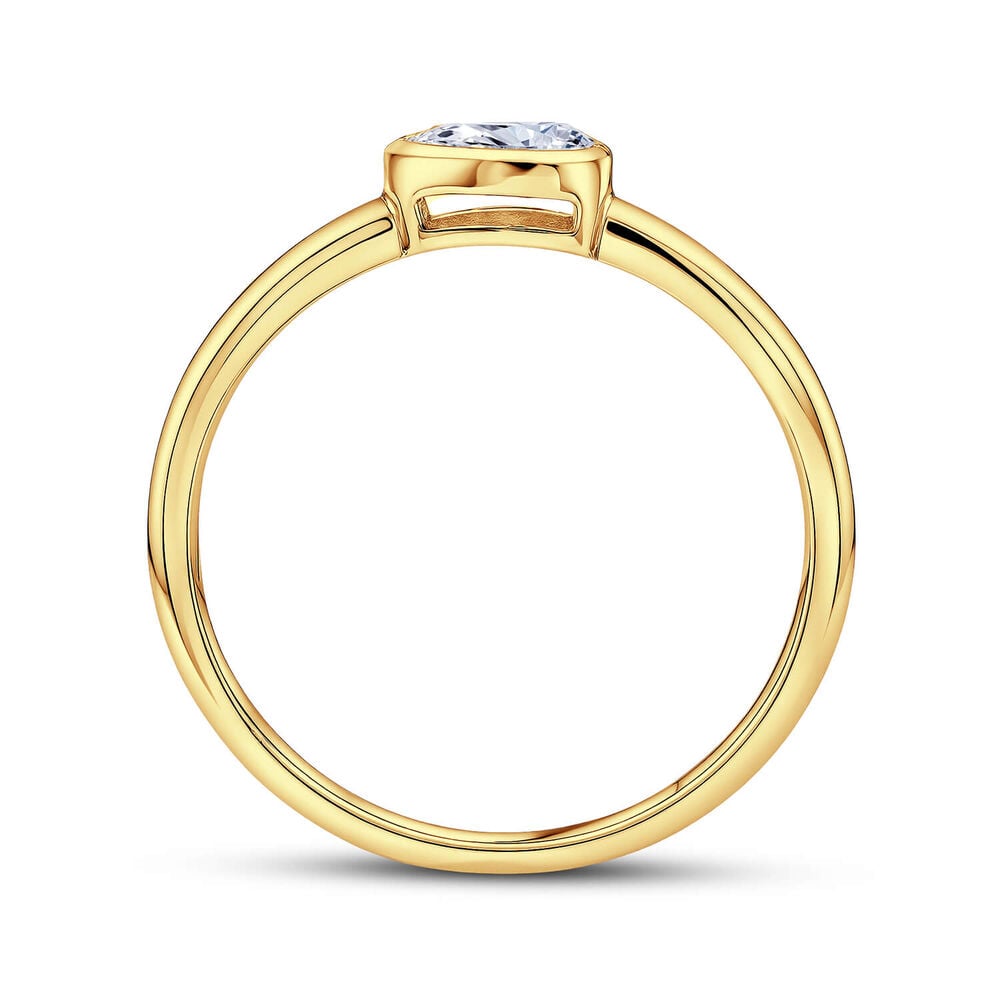 Born Contour 9ct Yellow Gold 0.25ct Pear Lab Grown Diamond Bezel Set Ring
