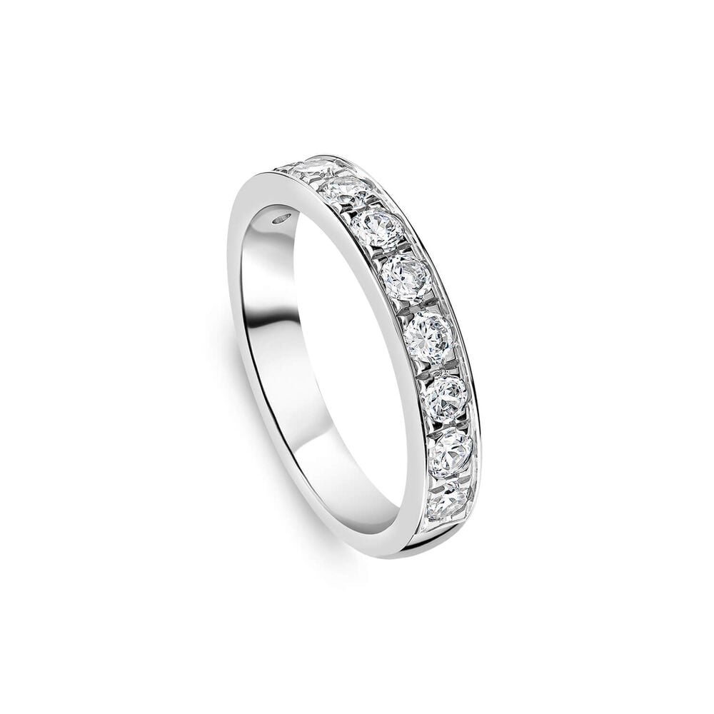 9ct White Gold 3.5mm 0.67ct Diamond Pave Set Wedding Ring
