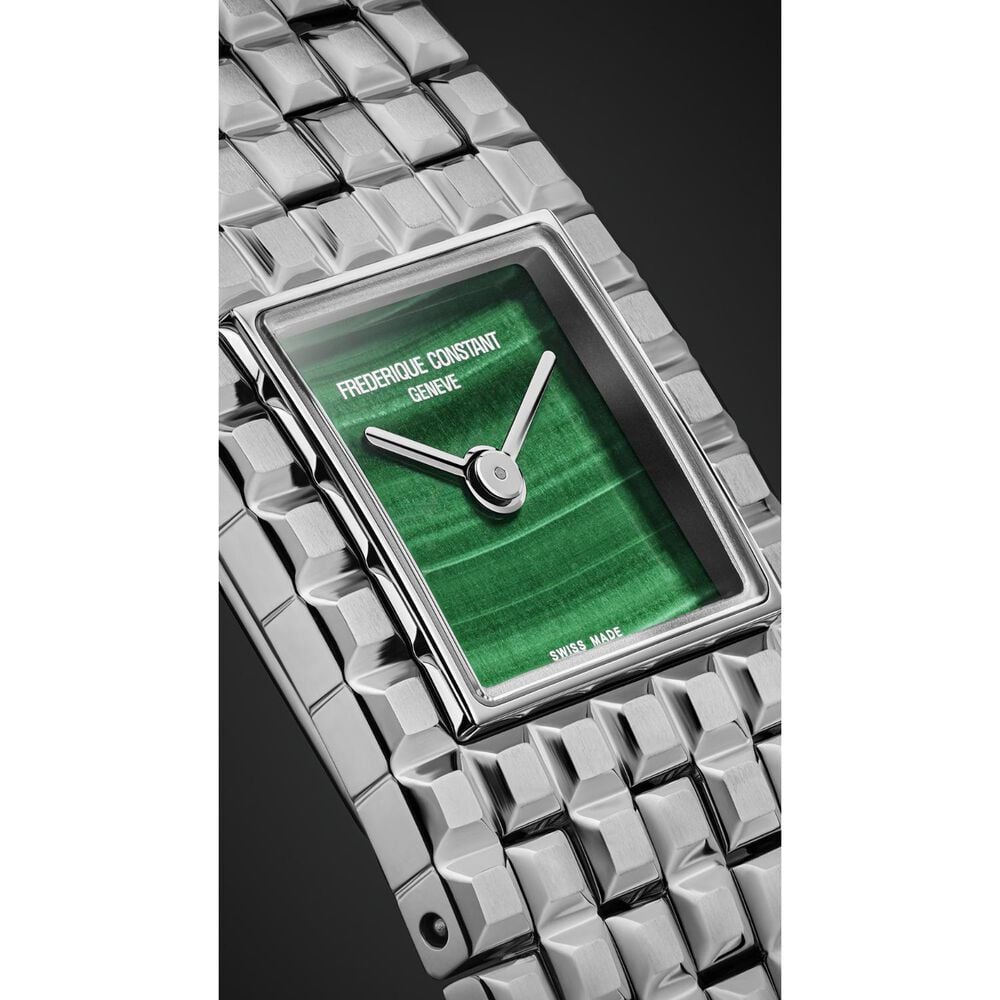 Frederique Constant Classics Manchette Green Malachite Dial Steel Bracelet Watch image number 8