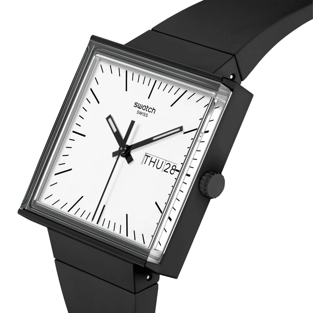Swatch Bioceramic What if…Black? Square Dial Black Strap Watch image number 1