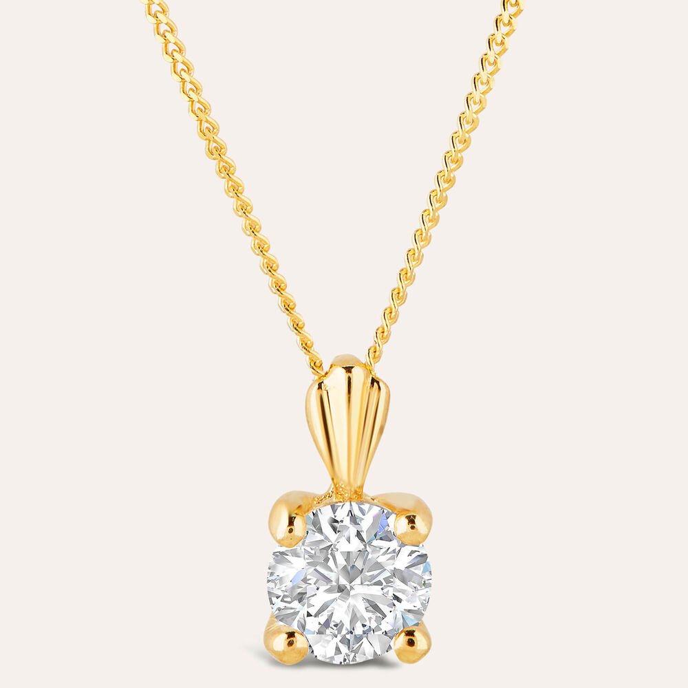 9ct Gold 6.5mm Four Claw Cubic Zirconia Set Pendant (Chain Included)