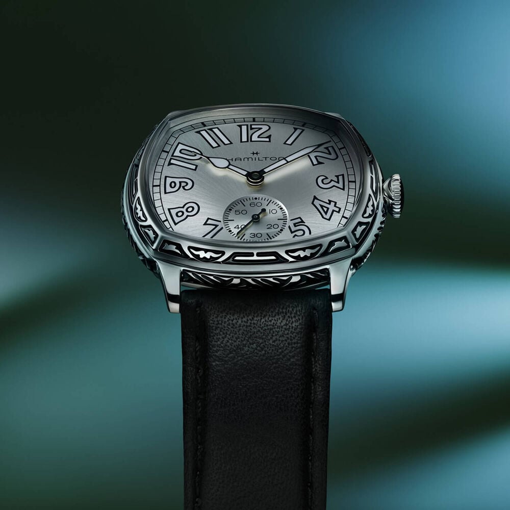Hamilton American Classic 34mm Silver Dial Black Leather Strap Watch