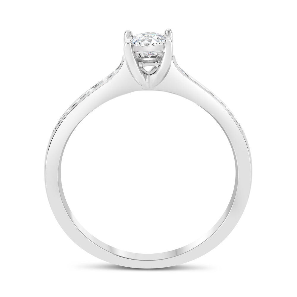 18ct White Gold Illusion Set Solitaire 0.25ct Diamond with Channel Diamond Shoulders Ring image number 2