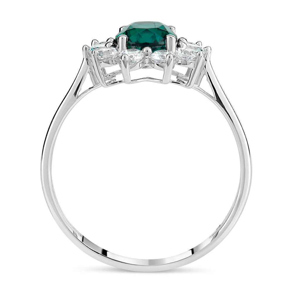 9ct White Gold & Created Emerald Ring image number 2