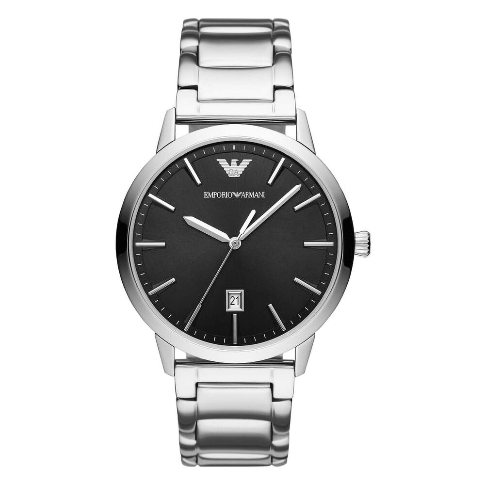 Emporio Armani Ruggero 43mm Black Dial Steel Case Bracelet Watch