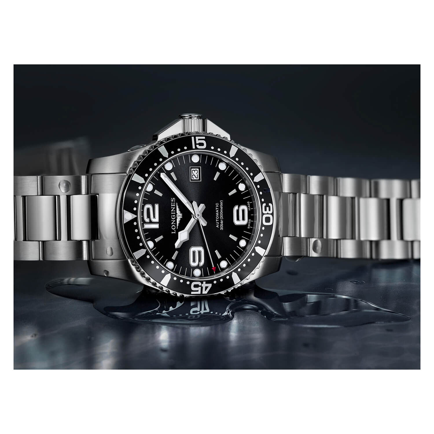 Longines Diving Hydroconquest Black Dial Bracelet Watch