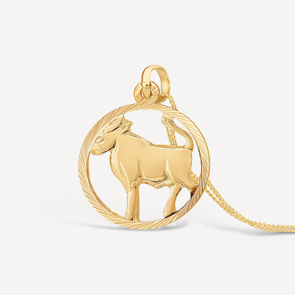 9ct Taurus Zodiac Pendant (Special Order) (Chain Included) image number 1