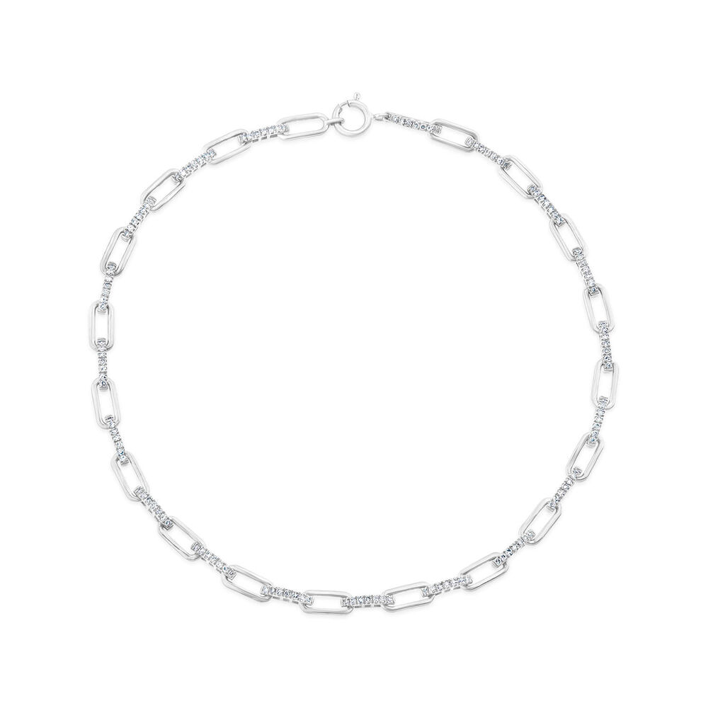 9ct White Gold 0.40ct Diamond Paperlink Bracelet